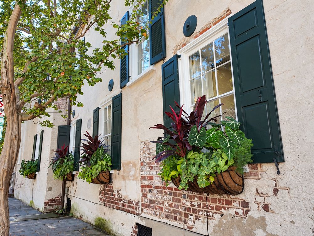 Historic Charleston facade with window boxes - photo by Irina Bordyn